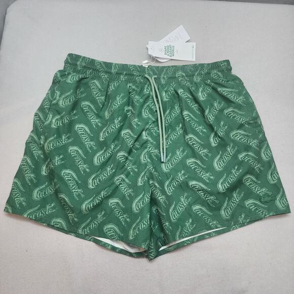 Lacoste Other - Lacoste Men's Swim Shorts Green White New Size M - NWT